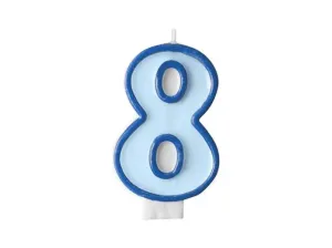 PartyDeco Narodeninová sviečka s číslom 8 modrá