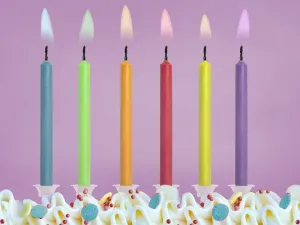 PartyDeco Narodeninové sviečky - 6 farieb plameňov 6 ks