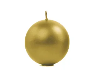 PartyDeco Sviečka - guľa metalická zlatá 6 cm #1893820