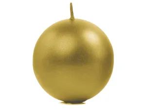 PartyDeco Sviečka - guľa, metalická zlatá 8 cm #1893819