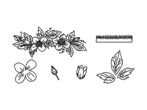 Clematis & Leaves (Plamienok a lístky) (patchwork) - Patchwork Cutters