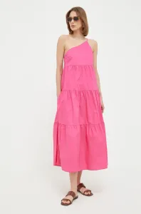 Bavlnené šaty Patrizia Pepe ružová farba, midi, áčkový strih