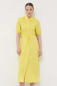 Bavlnené šaty Patrizia Pepe žltá farba, maxi, áčkový strih