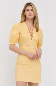 Bavlnené šaty Patrizia Pepe žltá farba, mini, áčkový strih