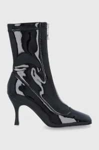 Členkové topánky Patrizia Pepe dámske, čierna farba, na vysokom podpätku #7692467