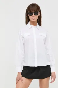 Košeľa Patrizia Pepe dámska, biela farba, voľný strih, s klasickým golierom #247056