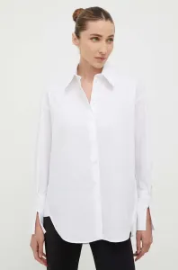 Košeľa Patrizia Pepe dámska, biela farba, voľný strih, s klasickým golierom #8744845