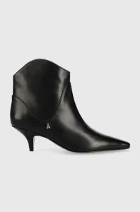 Kožené členkové topánky Patrizia Pepe dámske, čierna farba, na vysokom podpätku, #255691