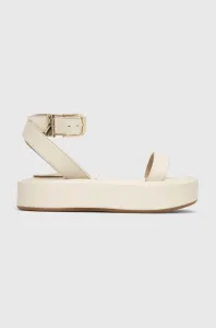 Kožené sandále Patrizia Pepe dámske, béžová farba, na platforme