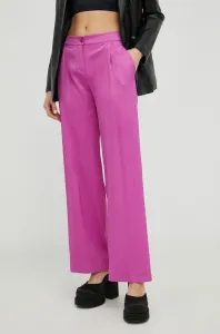 Nohavice Patrizia Pepe dámske, fialová farba, rovné, vysoký pás, 8P0376 A2HU