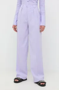 Nohavice Patrizia Pepe dámske, fialová farba, rovné, vysoký pás #4419407