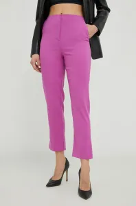 Nohavice Patrizia Pepe dámske, fialová farba, rovné, vysoký pás #4244114