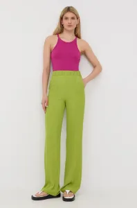 Nohavice Patrizia Pepe dámske, zelená farba, rovné, vysoký pás #226940