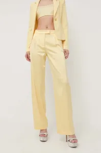Nohavice Patrizia Pepe dámske, žltá farba, rovné, vysoký pás #8612444