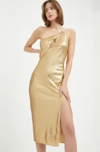 Šaty Patrizia Pepe zlatá farba, midi, priliehavá #8612908