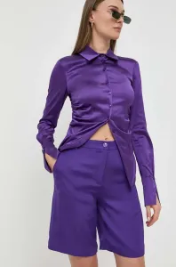 Šortky Patrizia Pepe dámske, fialová farba, jednofarebné, vysoký pás #8619683