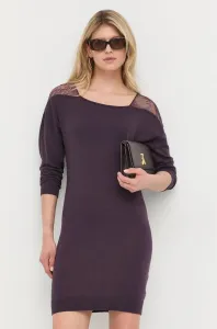 Vlnené šaty Patrizia Pepe fialová farba, mini, priliehavá
