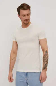 Tričko PS Paul Smith pánske, krémová farba, jednofarebné