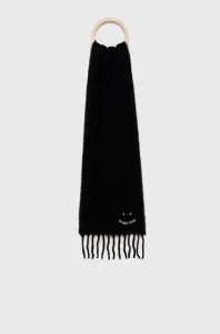 Vlnený šál Paul Smith čierna farba, jednofarebný