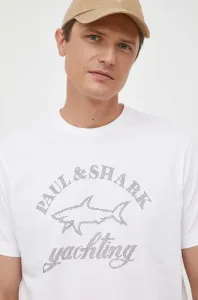 Bavlnené tričko Paul&Shark biela farba, s nášivkou #8742839