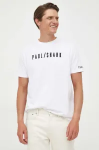 Bavlnené tričko Paul&Shark biela farba, s nášivkou #8742841