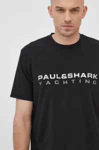 Tričko Paul&Shark pánske, čierna farba, s potlačou #197048