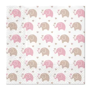 PAW - Obrúsky L 33x33cm Baby Elephants pink