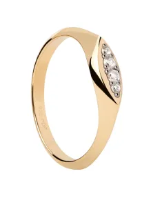 PDPAOLA Elegantný pozlátený prsteň so zirkónmi Gala Vanilla AN01-A52 48 mm