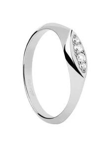 PDPAOLA Elegantný strieborný prsteň so zirkónmi Gala Vanilla AN02-A52 52 mm #9146921