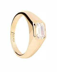 PDPAOLA Pozlátený prsteň zo striebra Octagon Shimmer Essentials AN01-985 50 mm