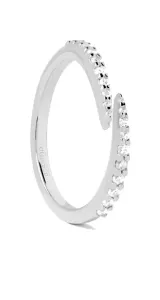 PDPAOLA Strieborný otvorený prsteň s čírymi zirkónmi EMBRACE Silver AN02-805 58 mm #5624470