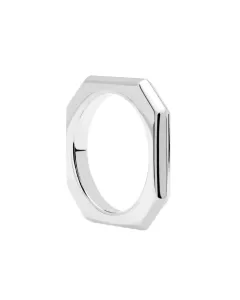 PDPAOLA Elegantný rhodiovaný prsteň SIGNATURE LINK Silver AN02-378 54 mm