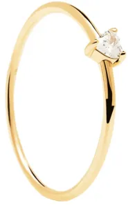PDPAOLA Minimalistický pozlátený prsteň so srdiečkom White Heart Gold AN01-223 54 mm