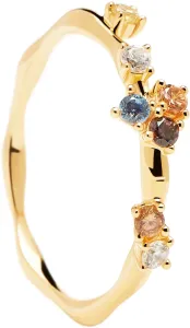PDPAOLA Pôvabný pozlátený prsteň so zirkónmi FIVE Gold AN01-210 54 mm