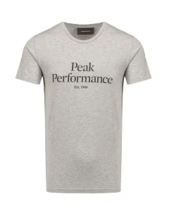 Bavlnené tričko Peak Performance šedá farba, s potlačou #2632477