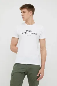 Bavlnené tričko Peak Performance biela farba, s potlačou #233051