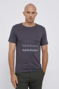Bavlnené tričko Peak Performance šedá farba, s potlačou #184386