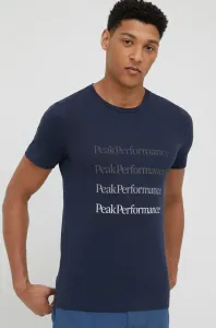 Bavlnené tričko Peak Performance tmavomodrá farba, s potlačou #233563