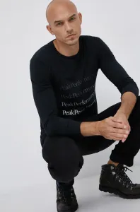 Bavlnené tričko s dlhým rukávom Peak Performance čierna farba, s potlačou