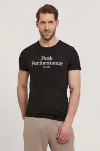 Tričko Peak Performance čierna farba, s potlačou