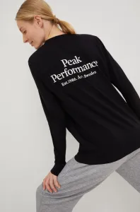 Bavlnené tričko s dlhým rukávom Peak Performance čierna farba,