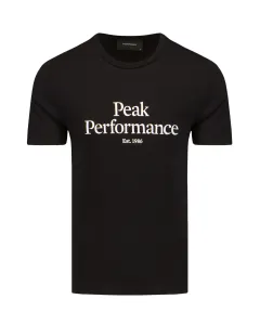 Bavlnené tričko Peak Performance čierna farba, s potlačou