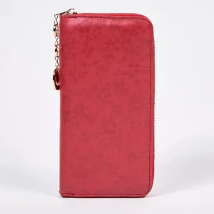 Veľká červená vzorovaná matná eko kožená peňaženka - Doplnky