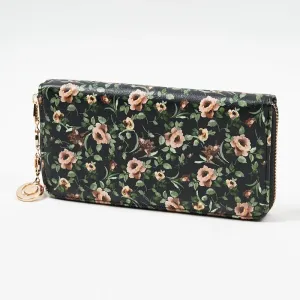 Veľká čierna dámska peňaženka s kvetinovým vzorom - Doplnky #7918906