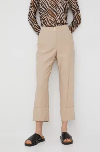 Nohavice Pennyblack dámske, béžová farba, rovné, vysoký pás #6687707