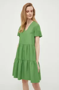 Šaty s prímesou ľanu Pennyblack zelená farba, mini, áčkový strih