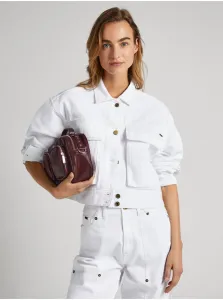 Rifľová bunda Pepe Jeans Frankie dámska, biela farba, prechodná, oversize #6900762