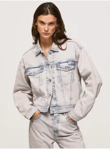 Blue and White Ladies Oversize Denim Jacket Pepe Jeans Turner Rose - Women #4802716