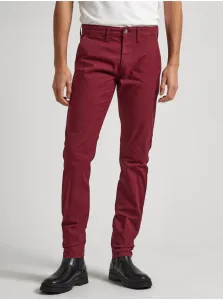 Vínové pánske chino nohavice Pepe Jeans Charly #7505935