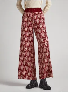 Červené dámske vzorované skrátené široké nohavice Pepe Jeans Galya #7168616